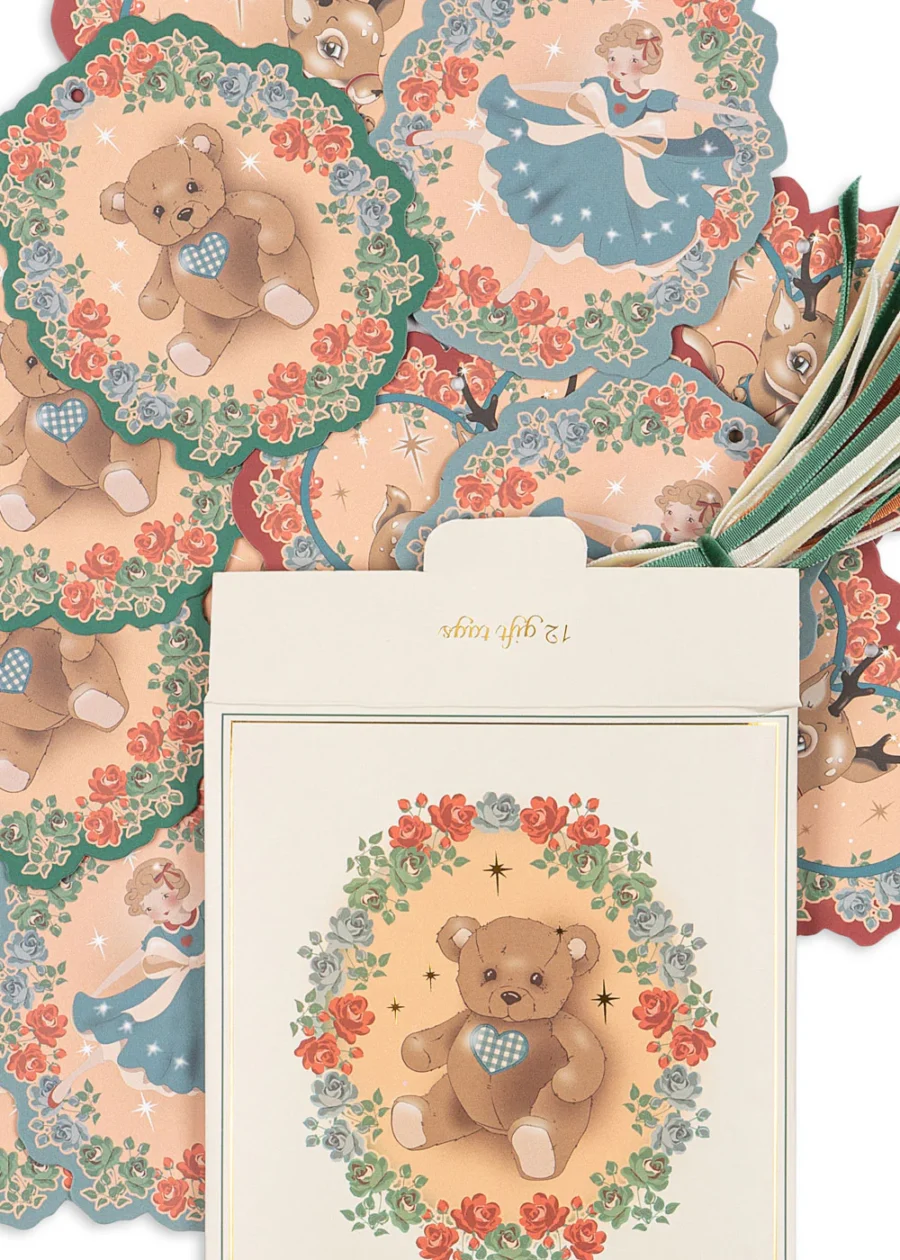 Konges Slojd Zestaw Świątecznych Zawieszek Na Prezenty Deer Diary/Teddy - obrazek 2