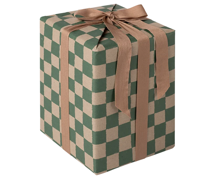 Maileg Papier Do Pakowania Prezentów 10m Checker - Zielony - obrazek 3
