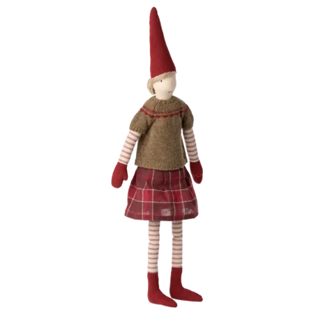 Maileg Pixy Dziewczynka (roziar 4) Red Checkered Skirt