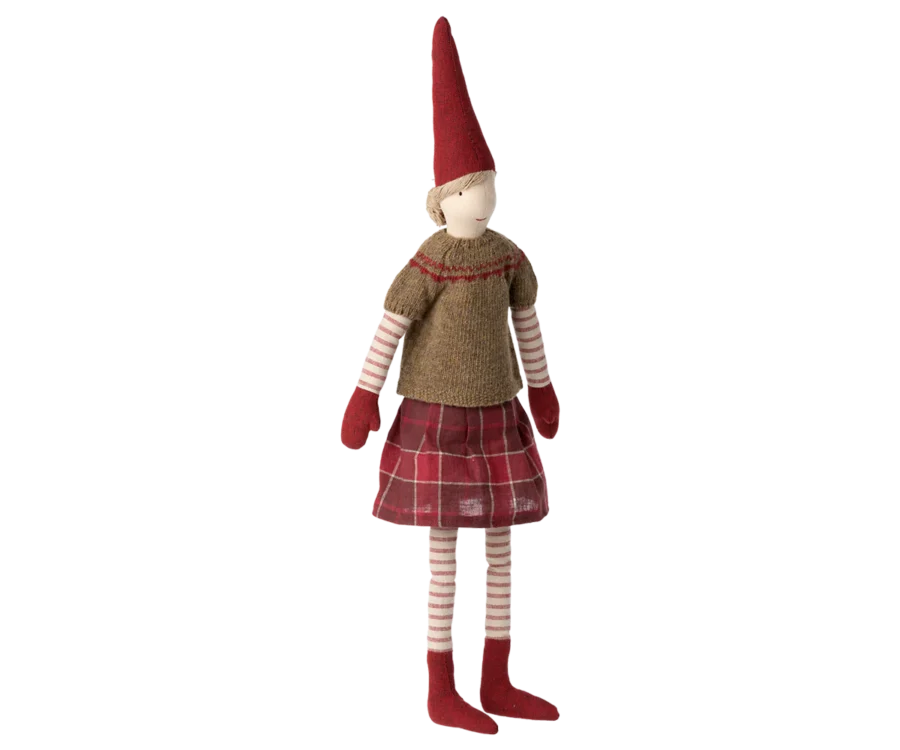 Maileg Pixy Dziewczynka (roziar 4) Red Checkered Skirt