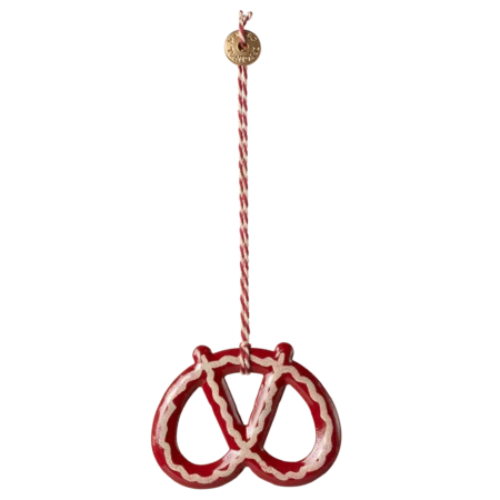 Maileg Dekoracja Świąteczna Zawieszka metalowa, Metal ornament, Pretzel - Stripe