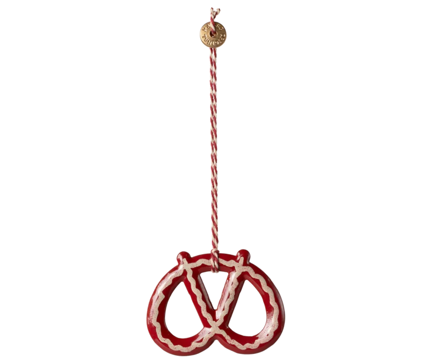 Maileg Dekoracja Świąteczna Zawieszka metalowa, Metal ornament, Pretzel - Stripe