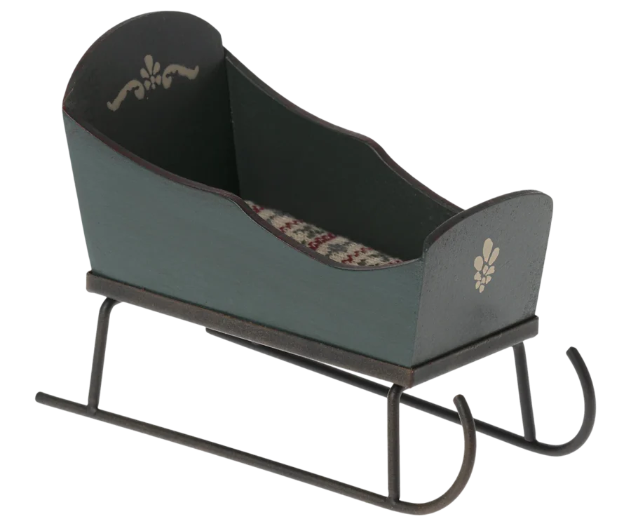 Maileg Sanki - Sleigh, Mouse - Green