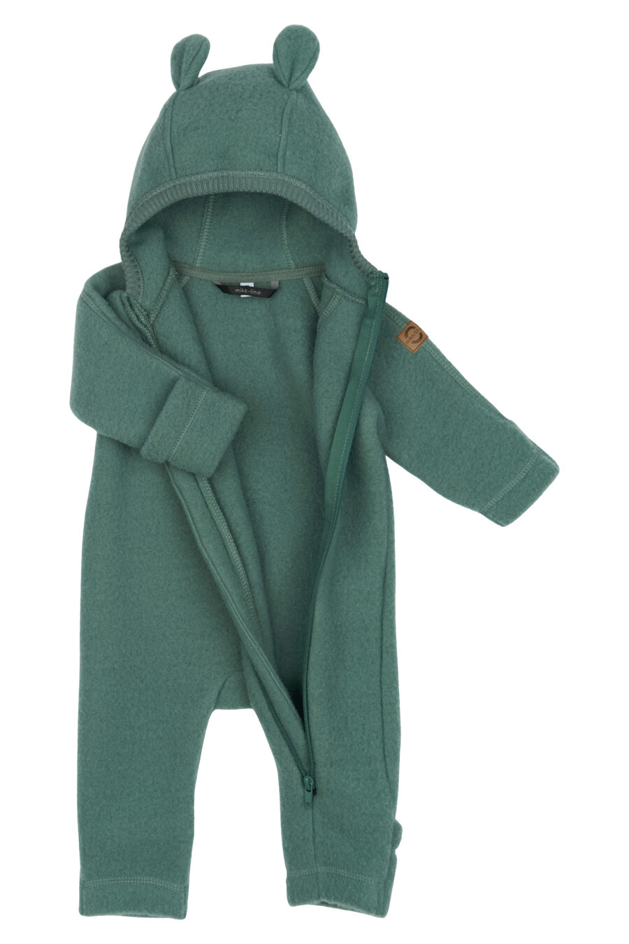 Mikk-Line Kombinezon Wełniany Merino Baby Z Kapturem Ears Balsam Green - obrazek 5