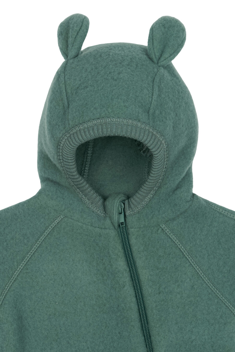 Mikk-Line Kombinezon Wełniany Merino Baby Z Kapturem Ears Balsam Green - obrazek 4