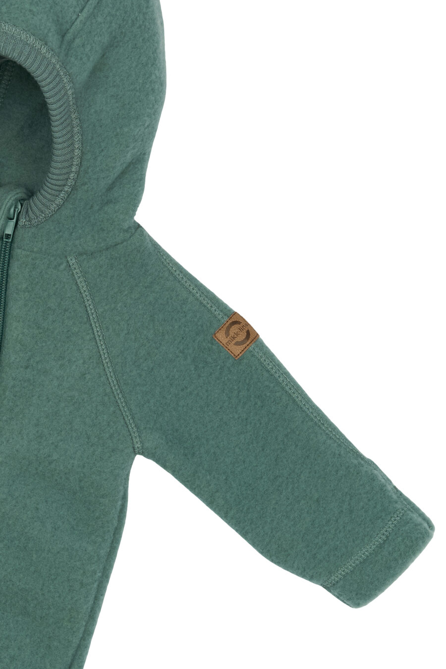 Mikk-Line Kombinezon Wełniany Merino Baby Z Kapturem Ears Balsam Green - obrazek 3
