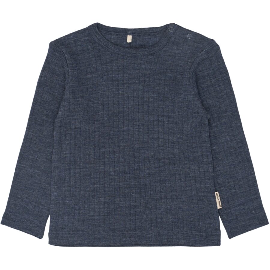 Mikk-Line Longsleeve Wełniany Merino LS Melange Blue Nights