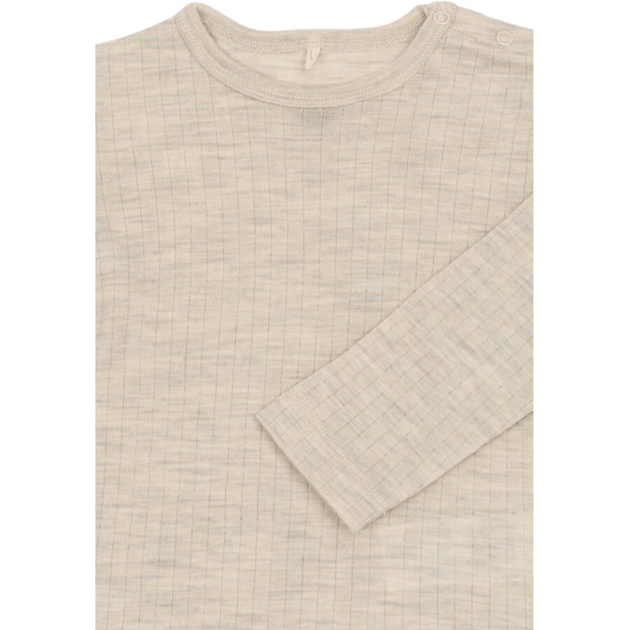 Mikk-Line Longsleeve Wełniany Merino LS Melange Off White - obrazek 3