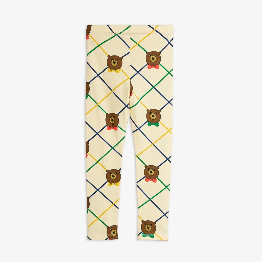 Mini Rodini Legginsy Bear Check Off White - obrazek 2