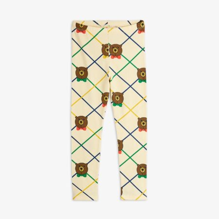 Mini Rodini Legginsy Bear Check Off White