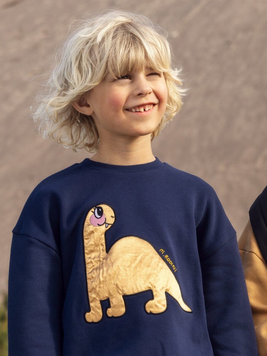 Mini Rodini Bluza Dino Application Blue - obrazek 5