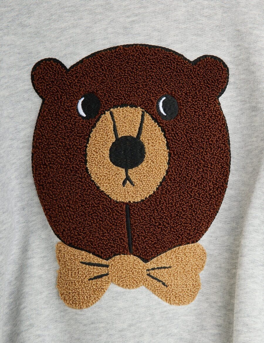 Mini Rodini Bluza Bear Cheanille Grey Melange - obrazek 8