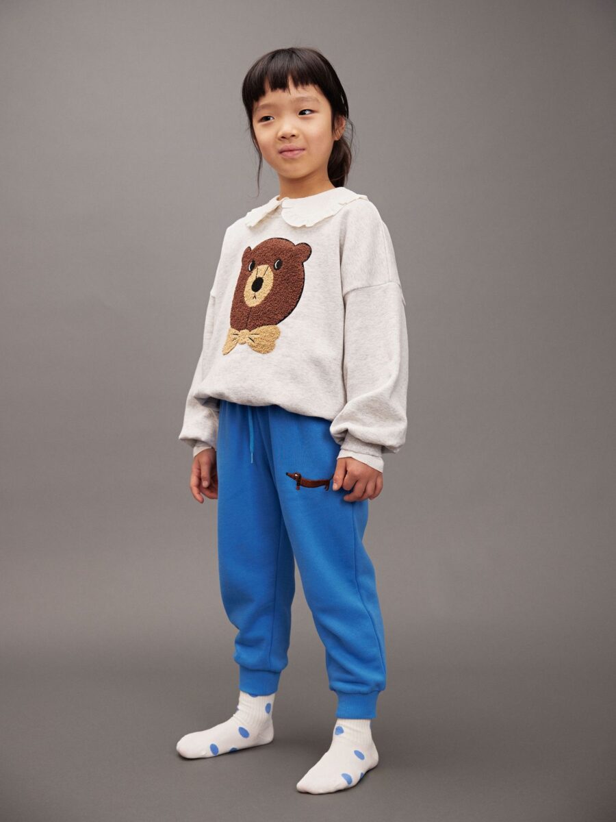 Mini Rodini Bluza Bear Cheanille Grey Melange - obrazek 4