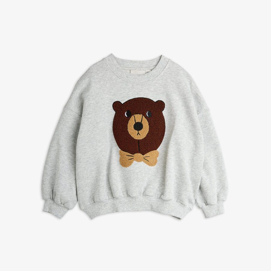Mini Rodini Bluza Bear Cheanille Grey Melange