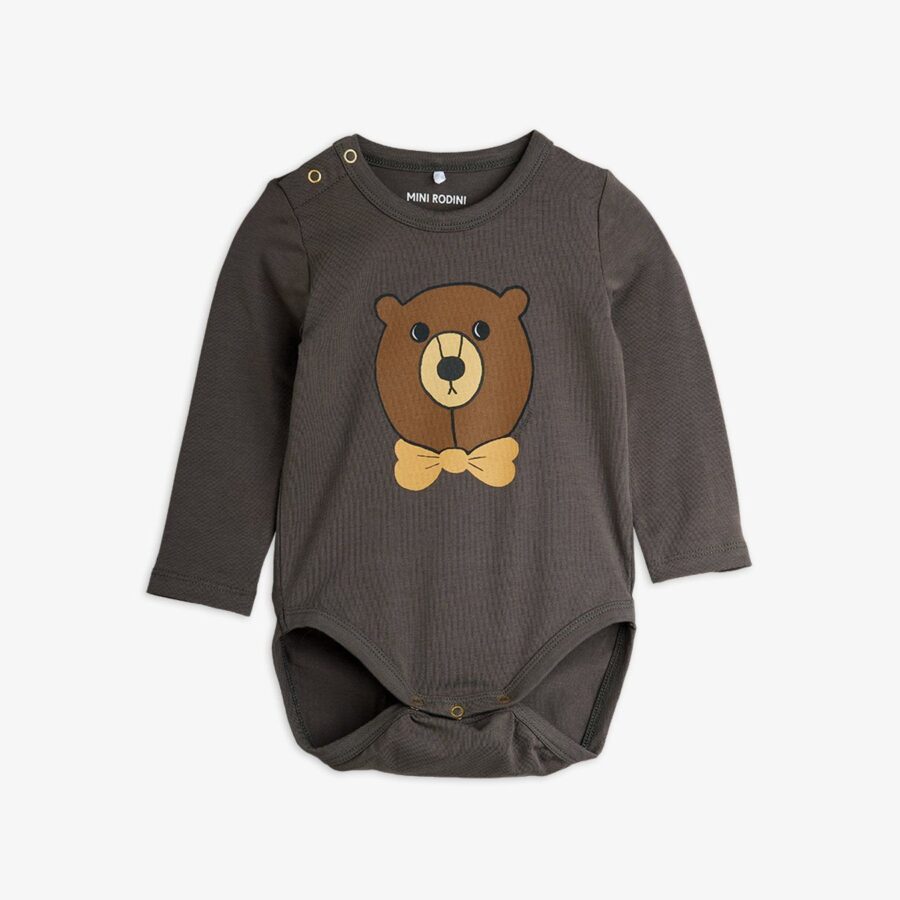 Mini Rodini Body Niemowlęce Bear Ls Grey