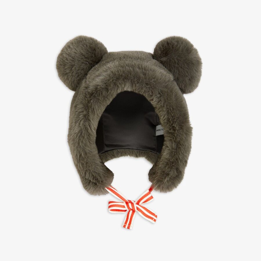 Mini Rodini Czapka Misiowa Faux Fur Grey