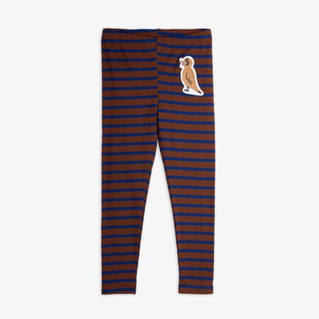 Mini Rodini Legginsy Stripe Bird Patch Brown