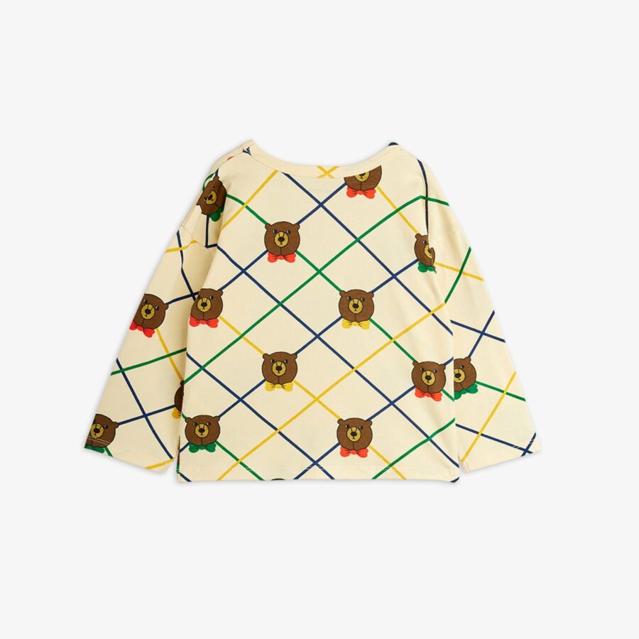 Mini Rodini Longsleeve Bear Check Aop Off White - obrazek 2