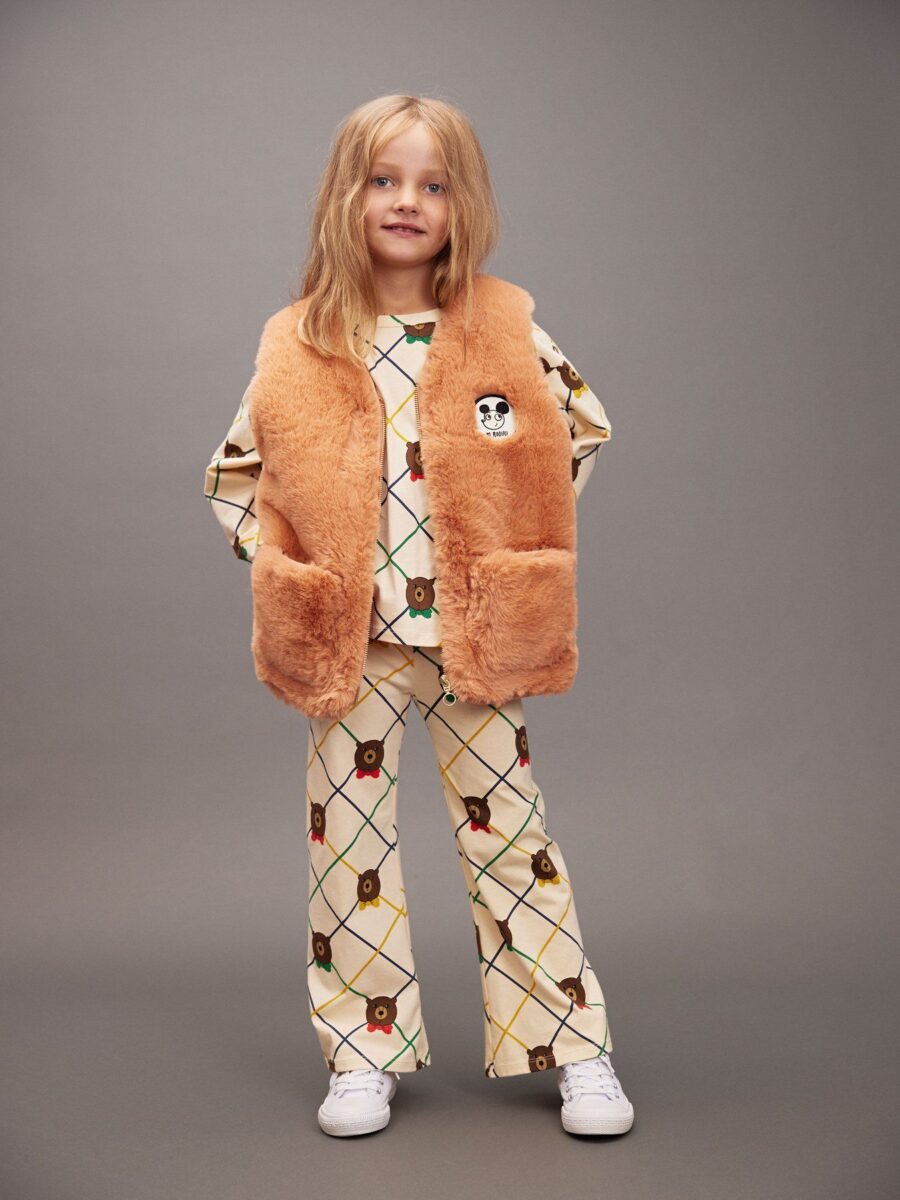 Mini Rodini Longsleeve Bear Check Aop Off White - obrazek 3