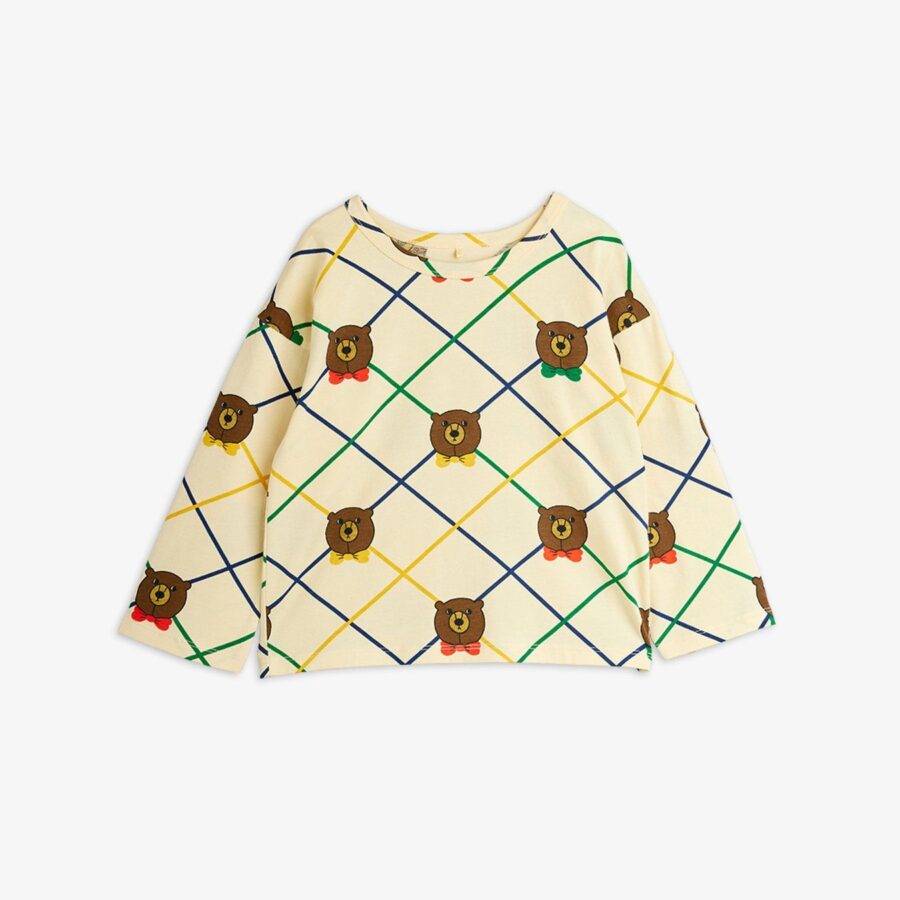 Mini Rodini Longsleeve Bear Check Aop Off White