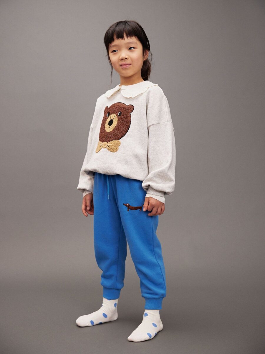 Mini Rodini Spodnie Dresowe Dog Embroidered Blue - obrazek 4