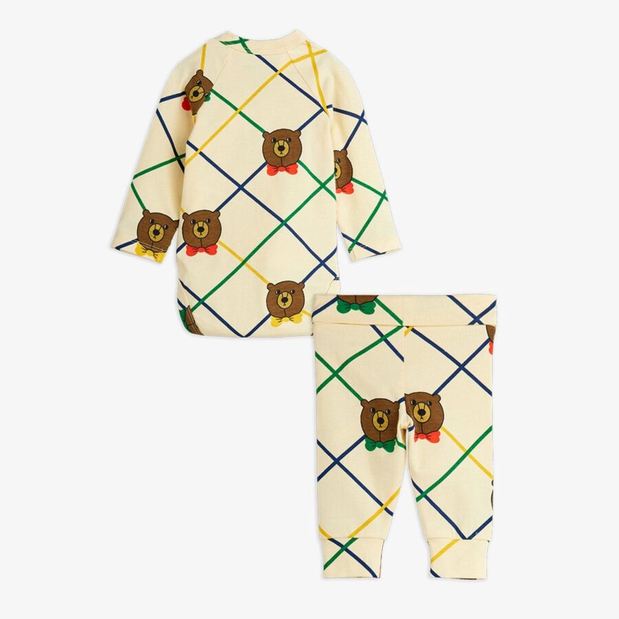 Mini Rodini Zestaw Niemowlęcy Bear Check Off White - obrazek 2