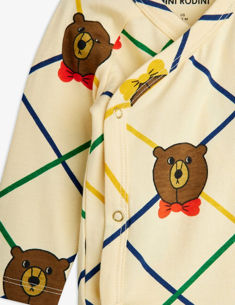 Mini Rodini Zestaw Niemowlęcy Bear Check Off White - obrazek 3