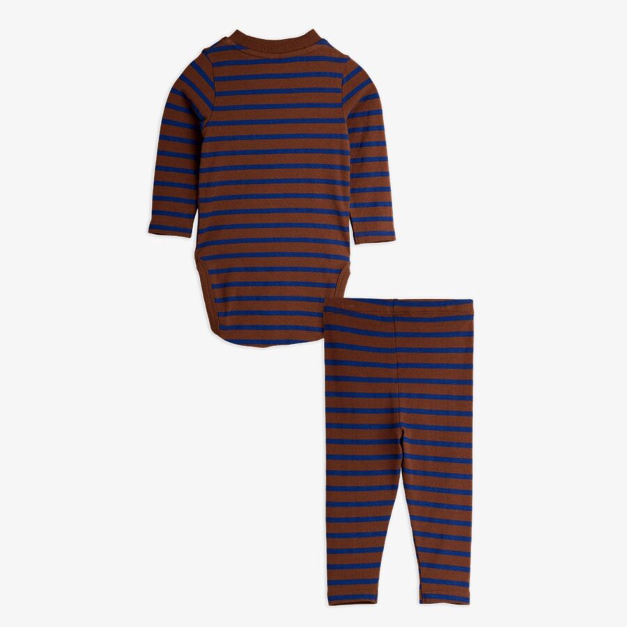 Mini Rodini Zestaw Niemowlęcy Stripe Bird Patch Brown - obrazek 2