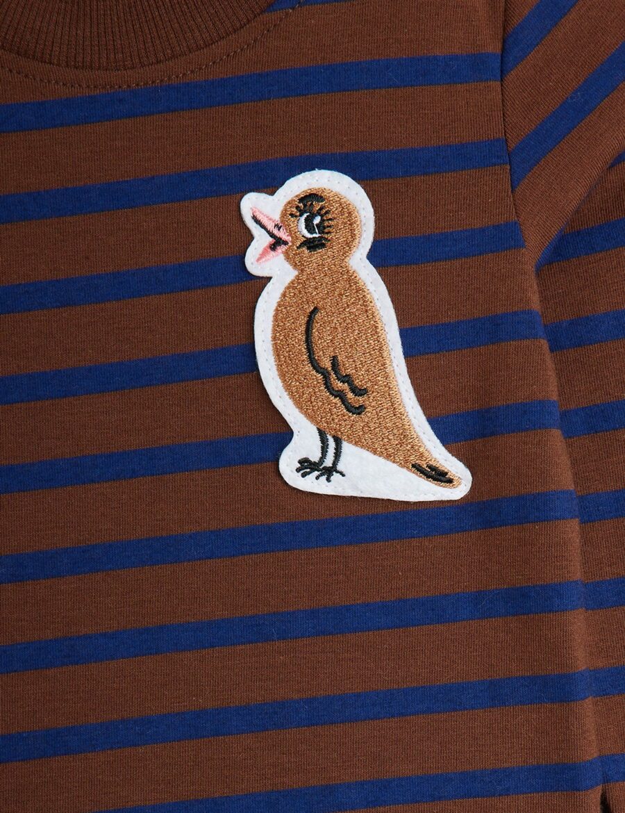 Mini Rodini Zestaw Niemowlęcy Stripe Bird Patch Brown - obrazek 3