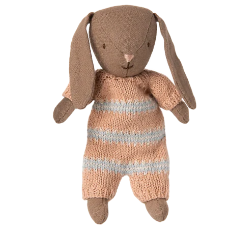 Maileg Króliczek, Mikro - Brązowy - Dzianinowy Garnitur Dusty Rose