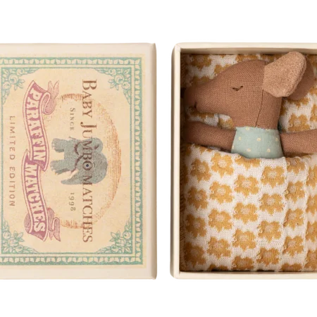 Maileg Myszka Sleepy Wakey Baby W Pudełku Po Zapałkach Blue