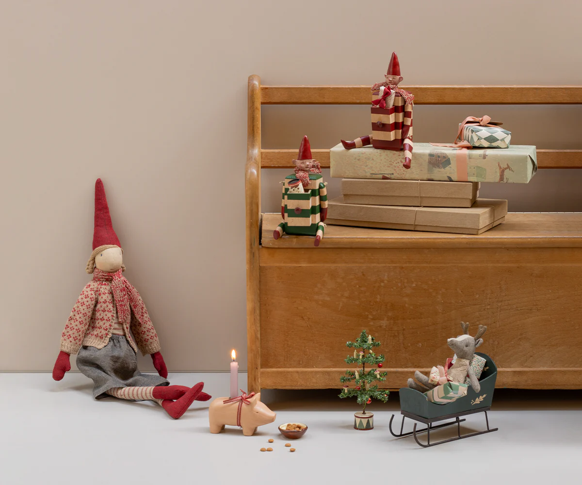 Maileg Drewniany Świecznik, Świnka, Mały Rose - obrazek 2