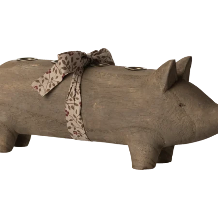 Maileg Drewniany Świecznik, Świnka Adwent Nature