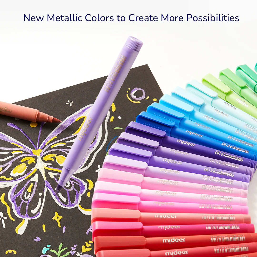 Mideer Markery akrylowe z pędzelkową końcówką mideer w futerale do kolorowania – 24 kolory - obrazek 8