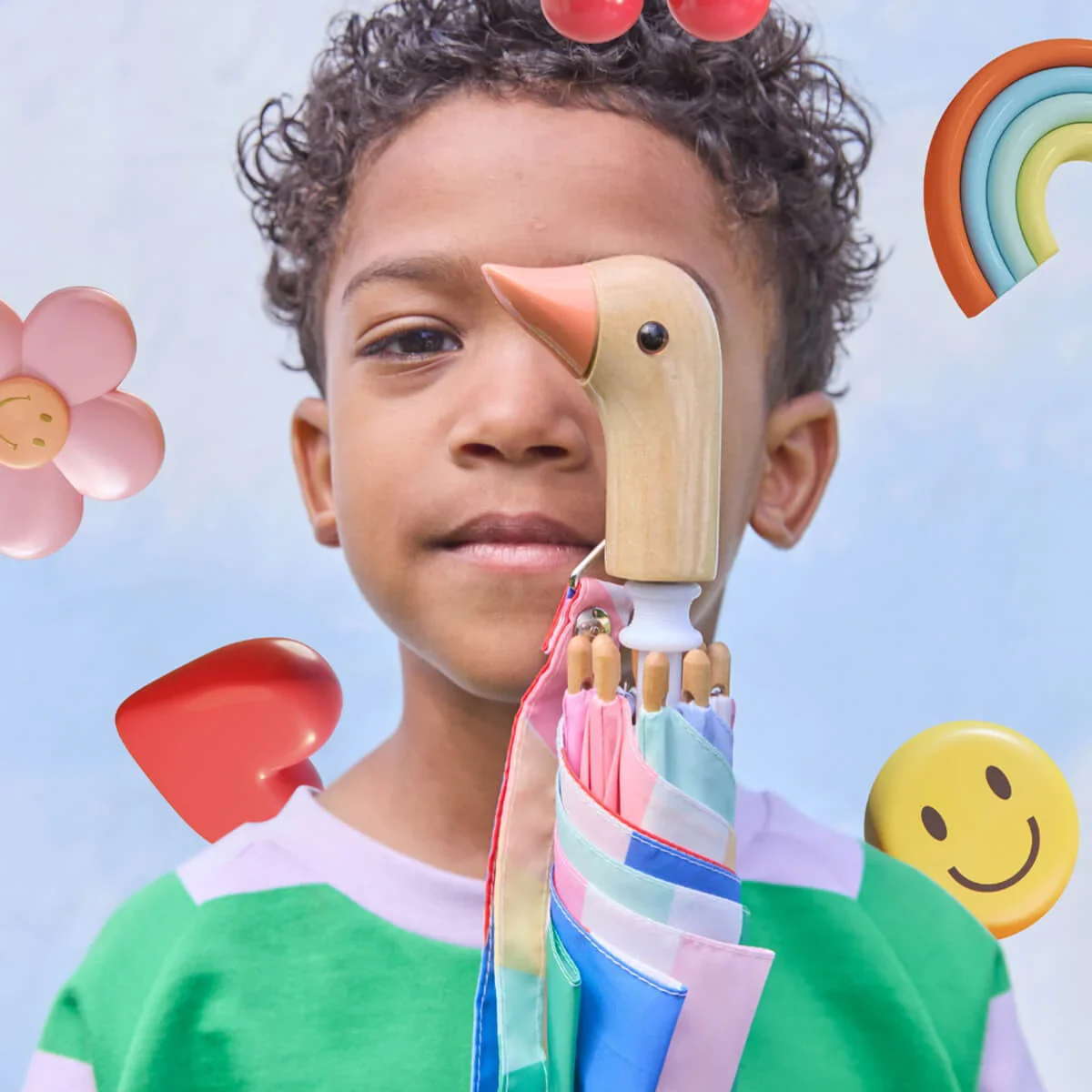 Original Duckhead Parasolka Parasolka Kaczka Dziecięca Duckling – Rainbow Stripes - obrazek 3