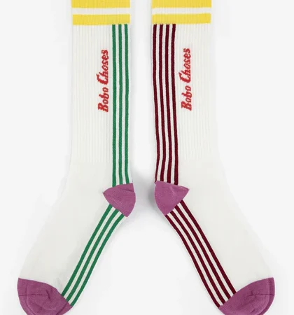 Bobo Choses Długie Skarpetki Dla Dorosłych Striped Cotton Off White