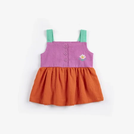 Bobo Choses Sukienka Pixel Daisy Color Block Orange