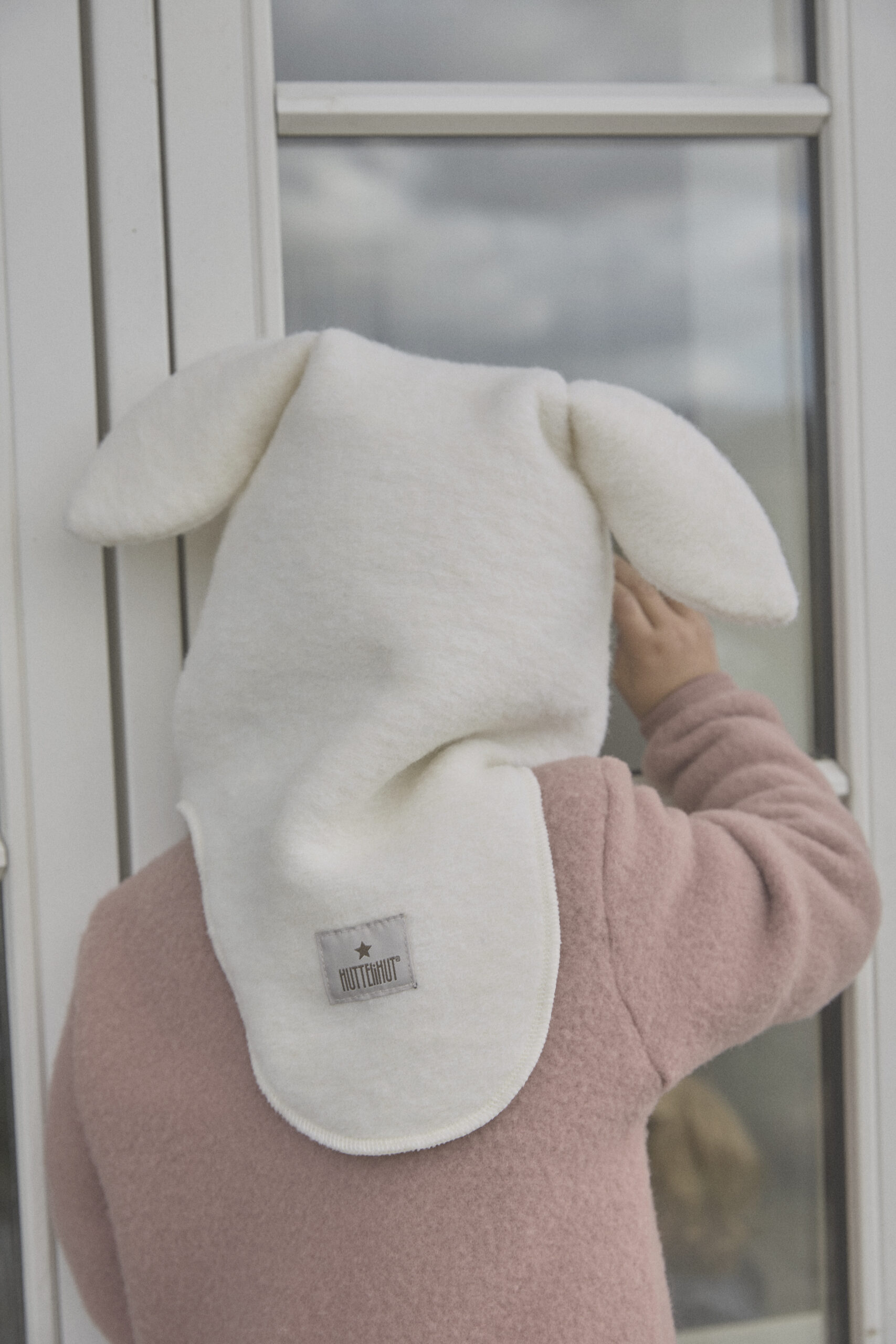 Huttelihut Kominiarka Wełniana Balaclava Ears Wool Rose Melange - obrazek 4