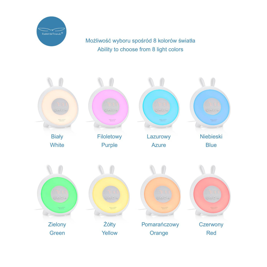 Rabbit & Friends Królik Lampka Budząca Światłem Biała - obrazek 2