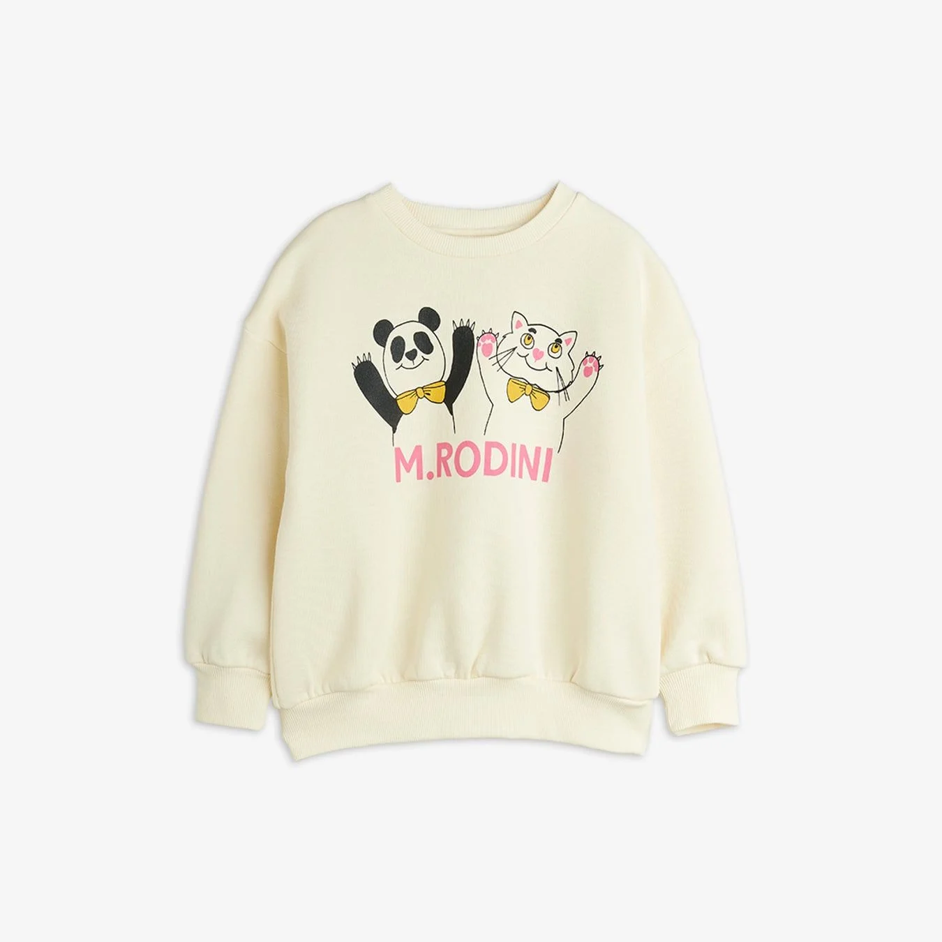 Mini Rodini Bluza Cat and Panda Off White