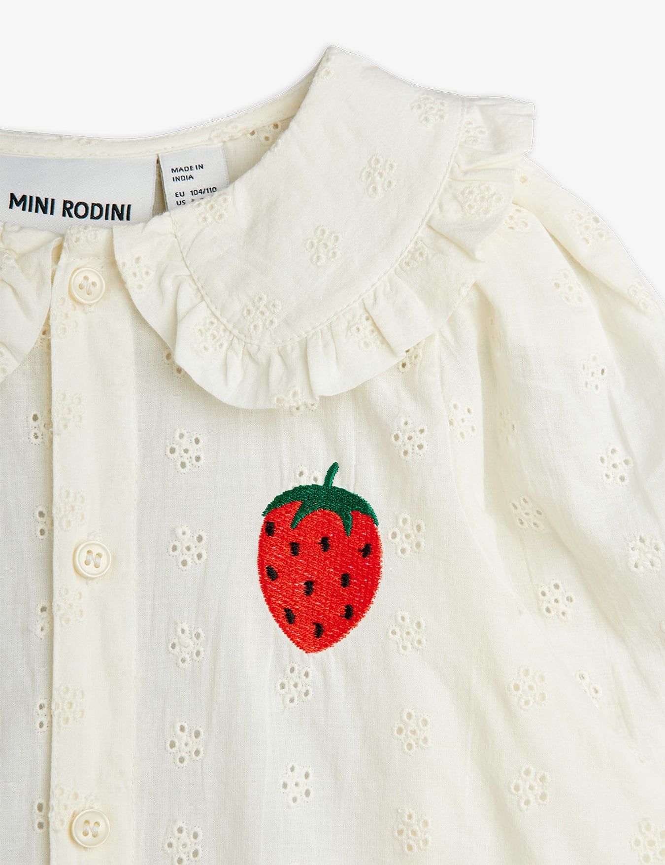 Mini Rodini Koszula Strawberry Schiffli White - obrazek 6