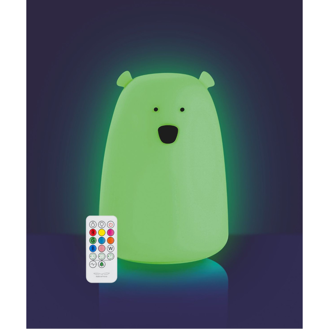 Rabbit & Friends Miś Duży, Świecący w Ciemności, Lampka Silikonowa z Pilotem - obrazek 2