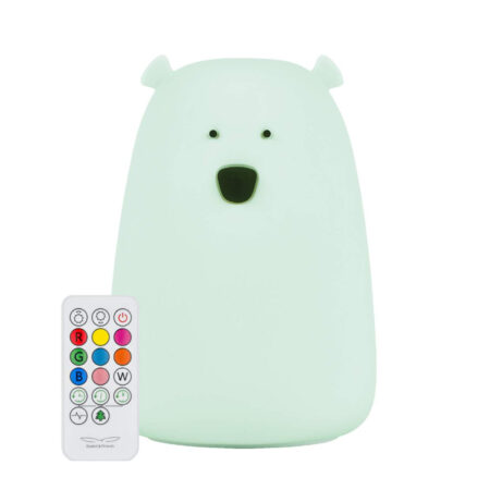Rabbit & Friends Duży Miś Lampka silikonowa z pilotem, kolor Jasna Mięta