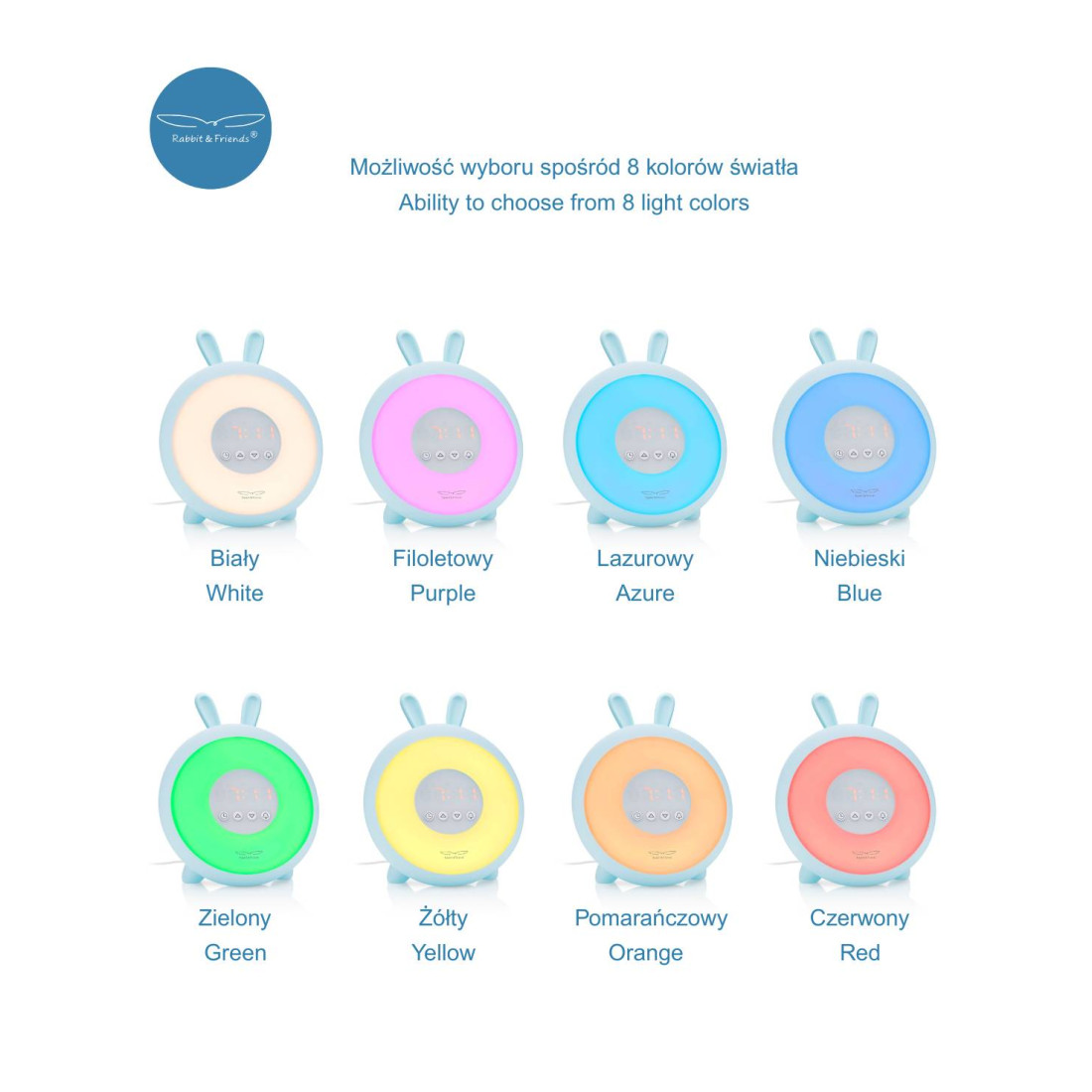 Rabbit & Friends Królik Lampka Budząca Światłem Niebieska - obrazek 2
