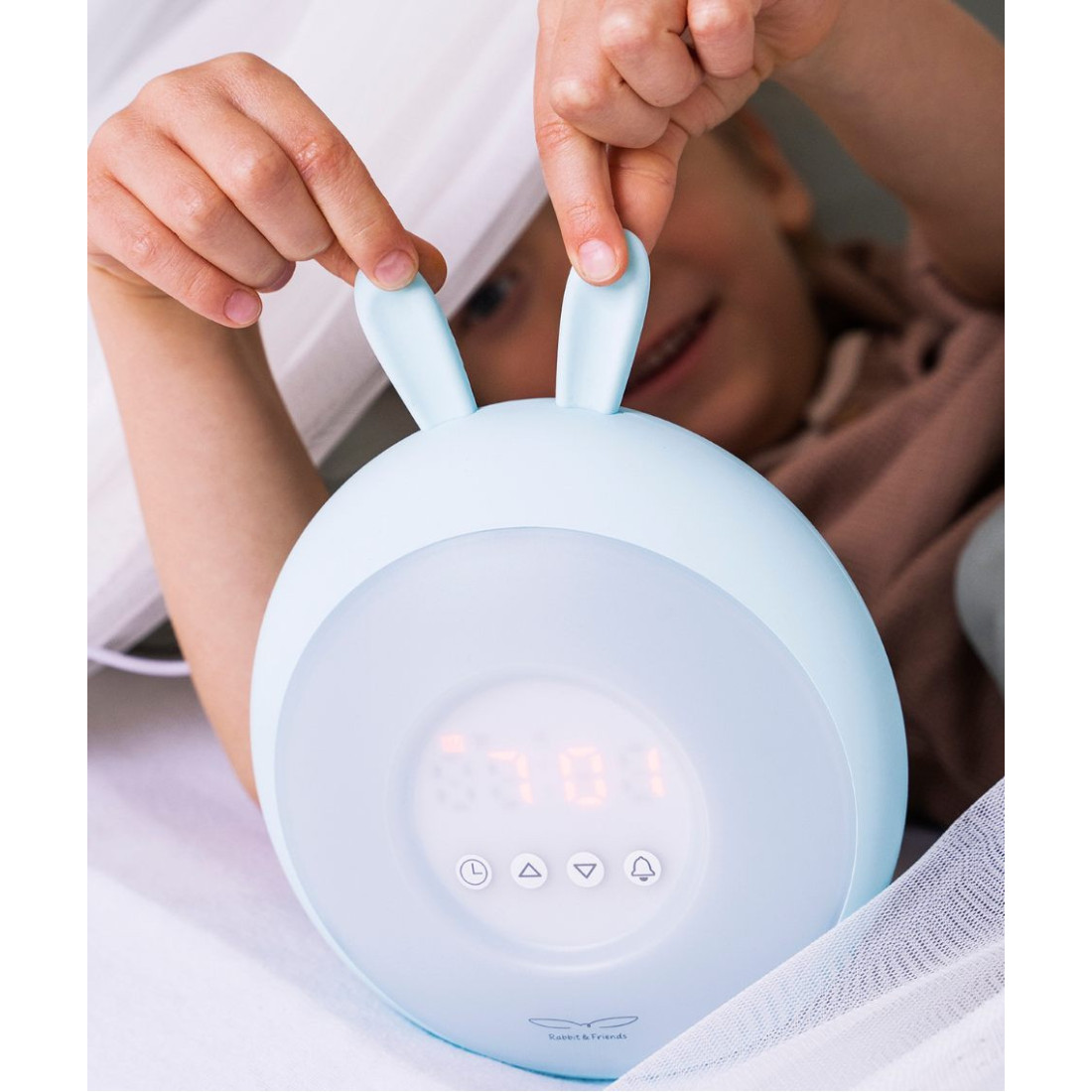 Rabbit & Friends Królik Lampka Budząca Światłem Niebieska - obrazek 4