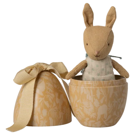 Maileg Jajko wielkanocne z micro króliczkiem, Small - kremowy żółty