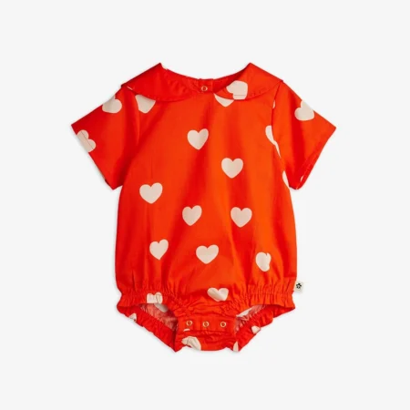 Mini Rodini Body Niemowlęce Hearts Short Red