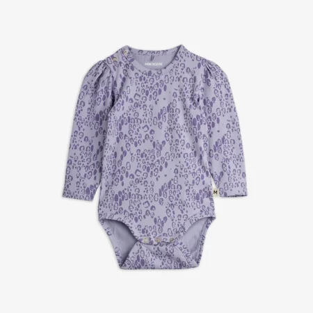 Mini Rodini Body Niemowlęce Mini Leopard Puff Purple