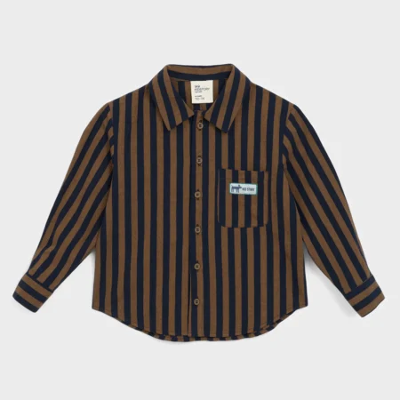 Kid Story Bawełniana Koszula Moccha Navy Stripes