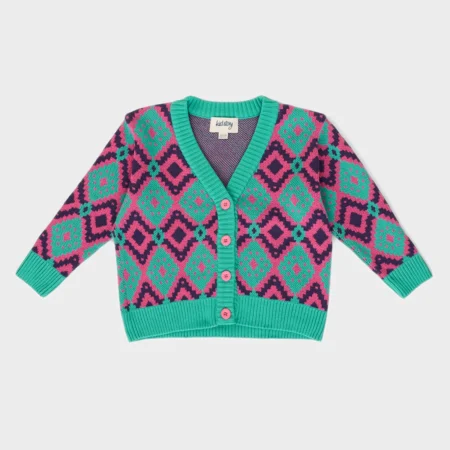 Kid Story Kardigan Z Wełny Merino i Bawełny Multicolor